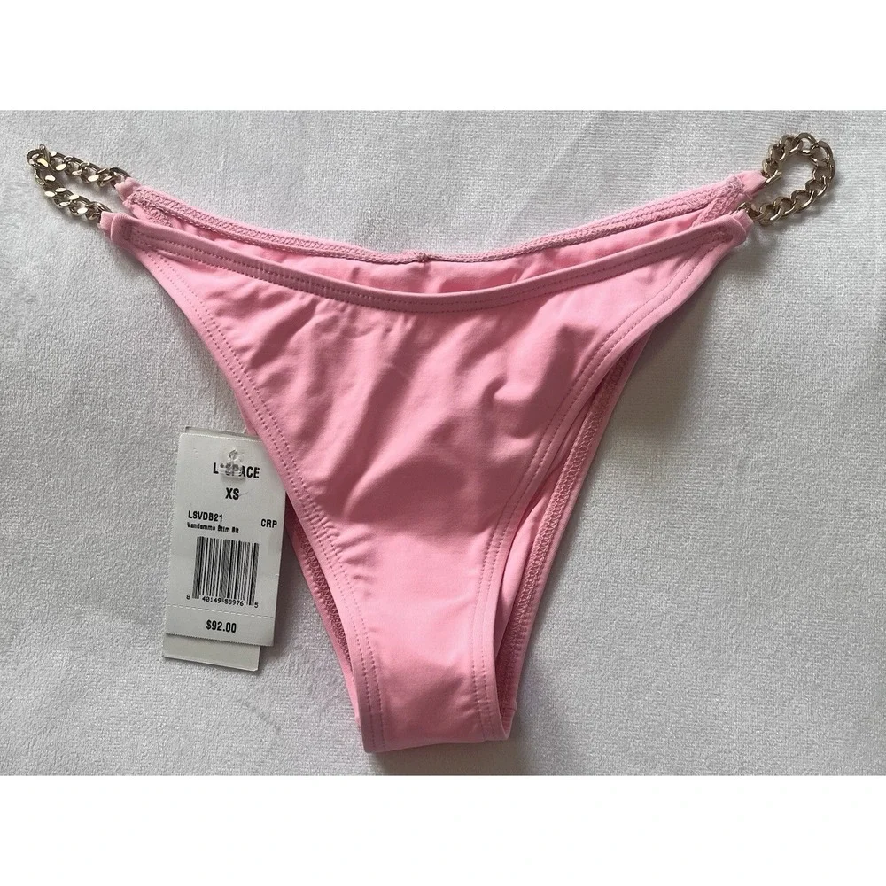 L*Space X Tessa Brooks Van Damme Bikini Bottom in Crystal Pink Size XS NWT $92